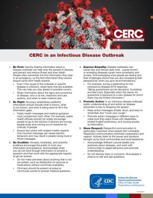 CERC in an Infectious Disease Outbreak