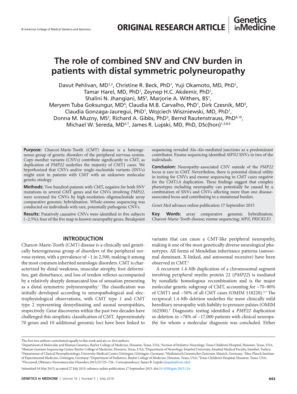 The Role of Combined SNV and CNV Burden in Patients with Distal Symmetric Polyneuropathy