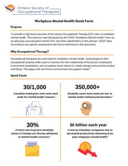 Workplace Mental Health Quick Facts Purpose