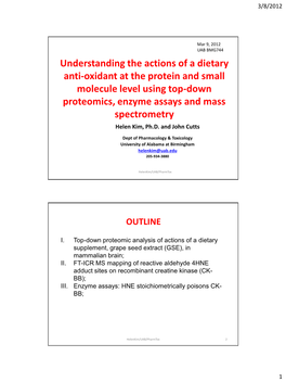 Understanding the Actions of a Dietary Anti-Oxidant at the Protein and Small