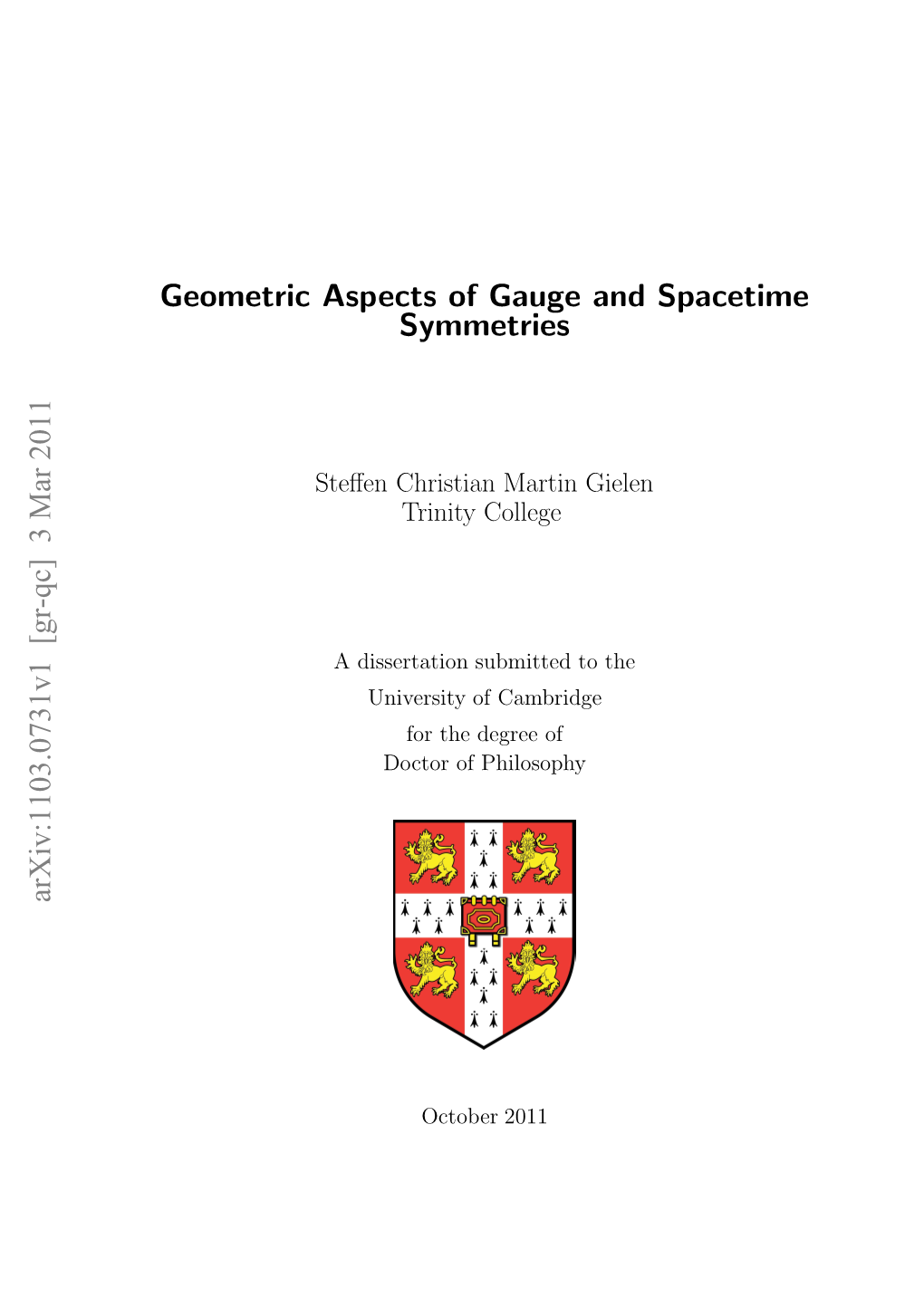 Geometric Aspects of Gauge and Spacetime Symmetries Steffen Christian Martin Gielen