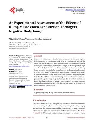 An Experimental Assessment of the Effects of K-Pop Music Video Exposure on Teenagers’ Negative Body Image