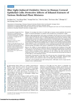 Blue Light–Induced Oxidative Stress in Human Corneal Epithelial Cells: Protective Effects of Ethanol Extracts of Various Medicinal Plant Mixtures