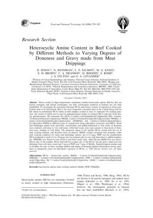 Research Section Heterocyclic Amine Content in Beef Cooked by Different