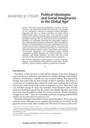 Manfred B. Steger Political Ideologies and Social Imaginaries in the Global Age1