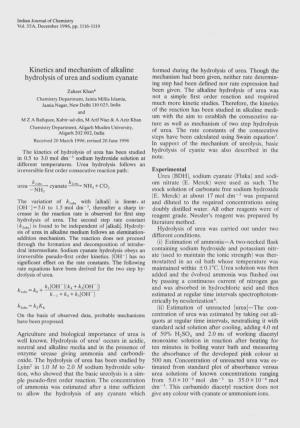 Kinetics and Mechanism of Alkaline Hydrolysis of Urea and Sodium