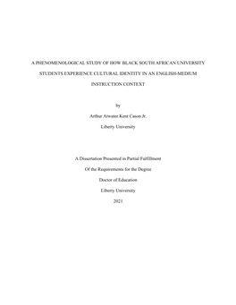 A Phenomenological Study of How Black South African University