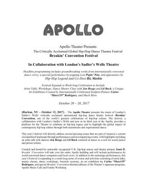 Apollo Theater Presents Breakin' Convention Festival In