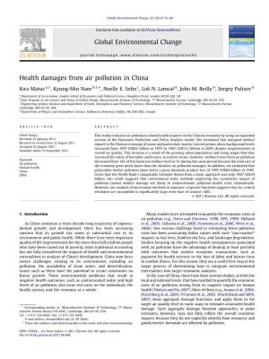 Health Damages from Air Pollution in China