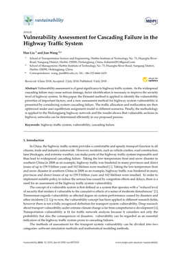 Vulnerability Assessment for Cascading Failure in the Highway Trafﬁc System