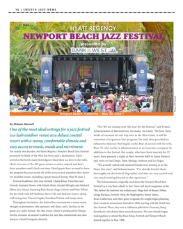 Hyatt Regency Newport Beach Jazz Festival Addition to the Festival, the Couple, Who Have Been Married for 37 Presented by Bank of the West Has Been Such a Destination