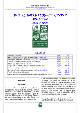 BUCKS INVERTEBRATE GROUP BULLETIN Number 24