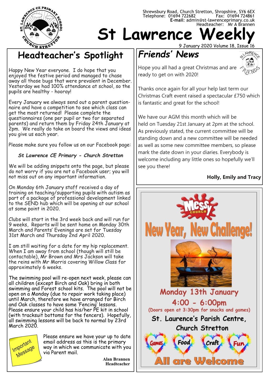 St Lawrence Weekly 9 January 2020 Volume 18, Issue 16