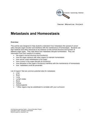 Metastasis and Homeostasis Handout