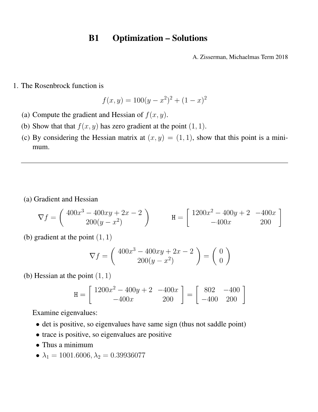 B1 Optimization – Solutions