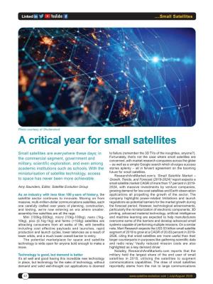 A Critical Year for Small Satellites