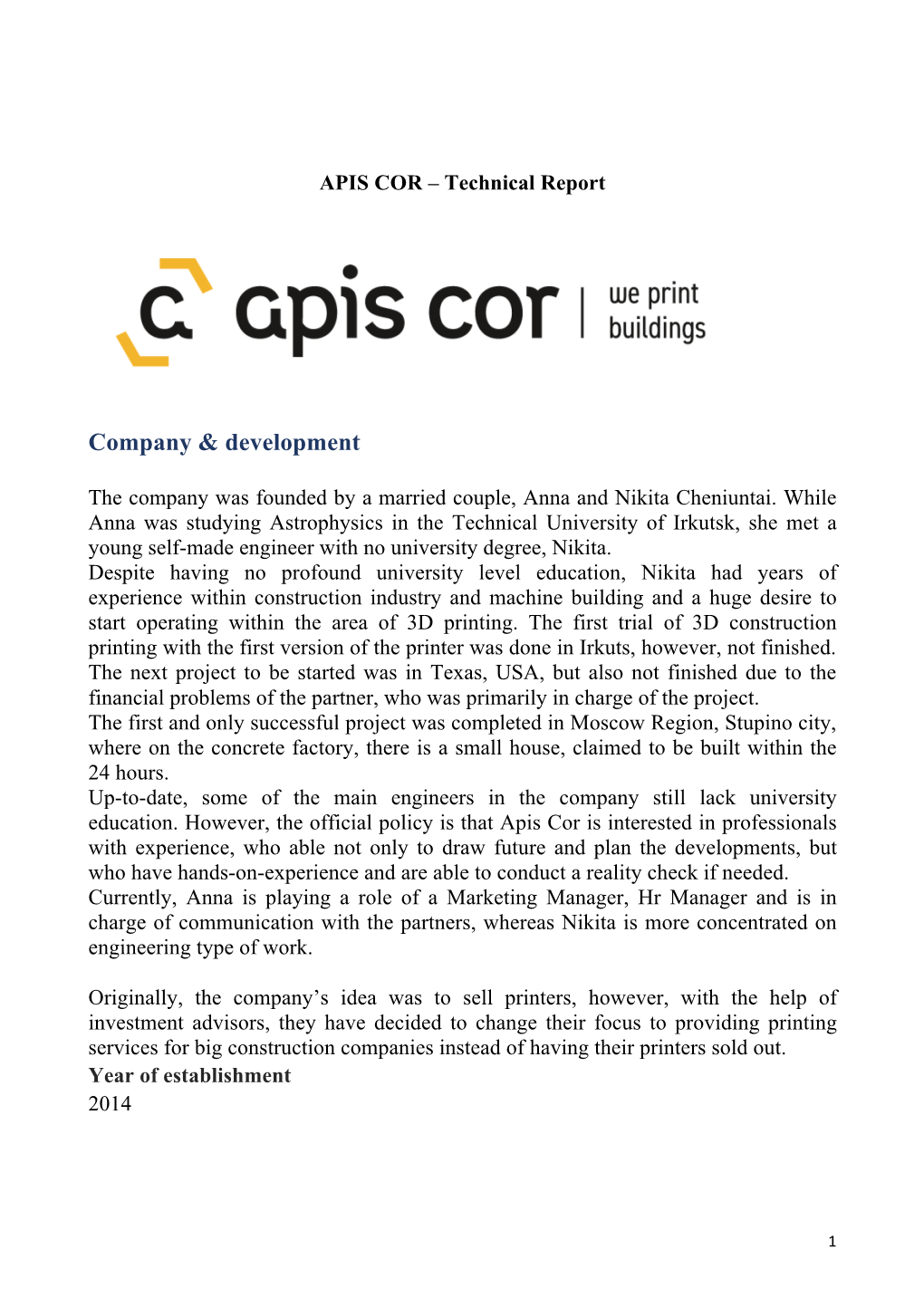 APIS COR – Technical Report