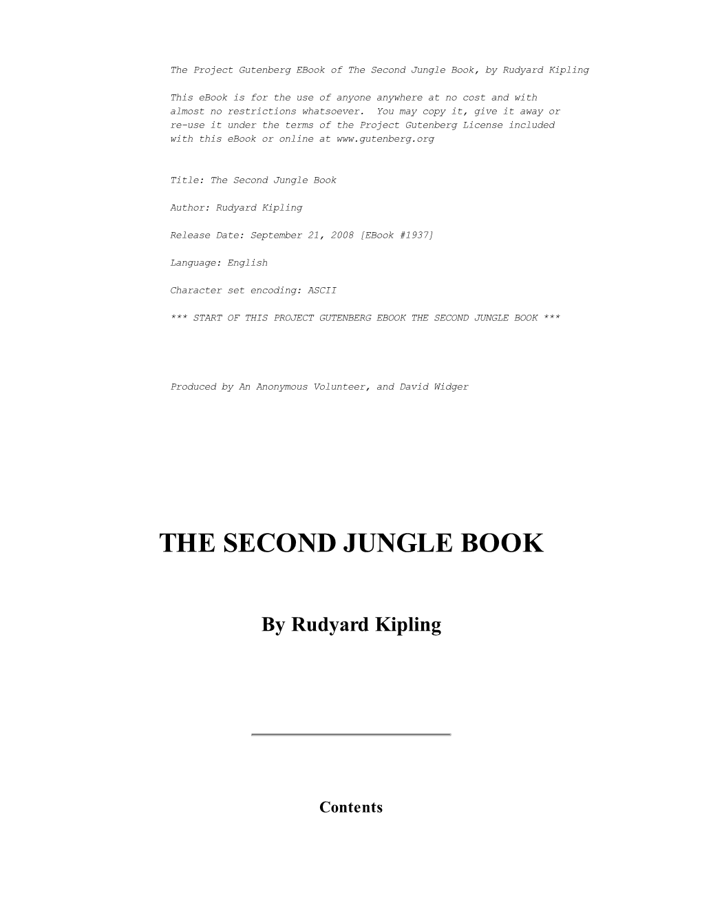 The Second Jungle Book, by Rudyard Kipling