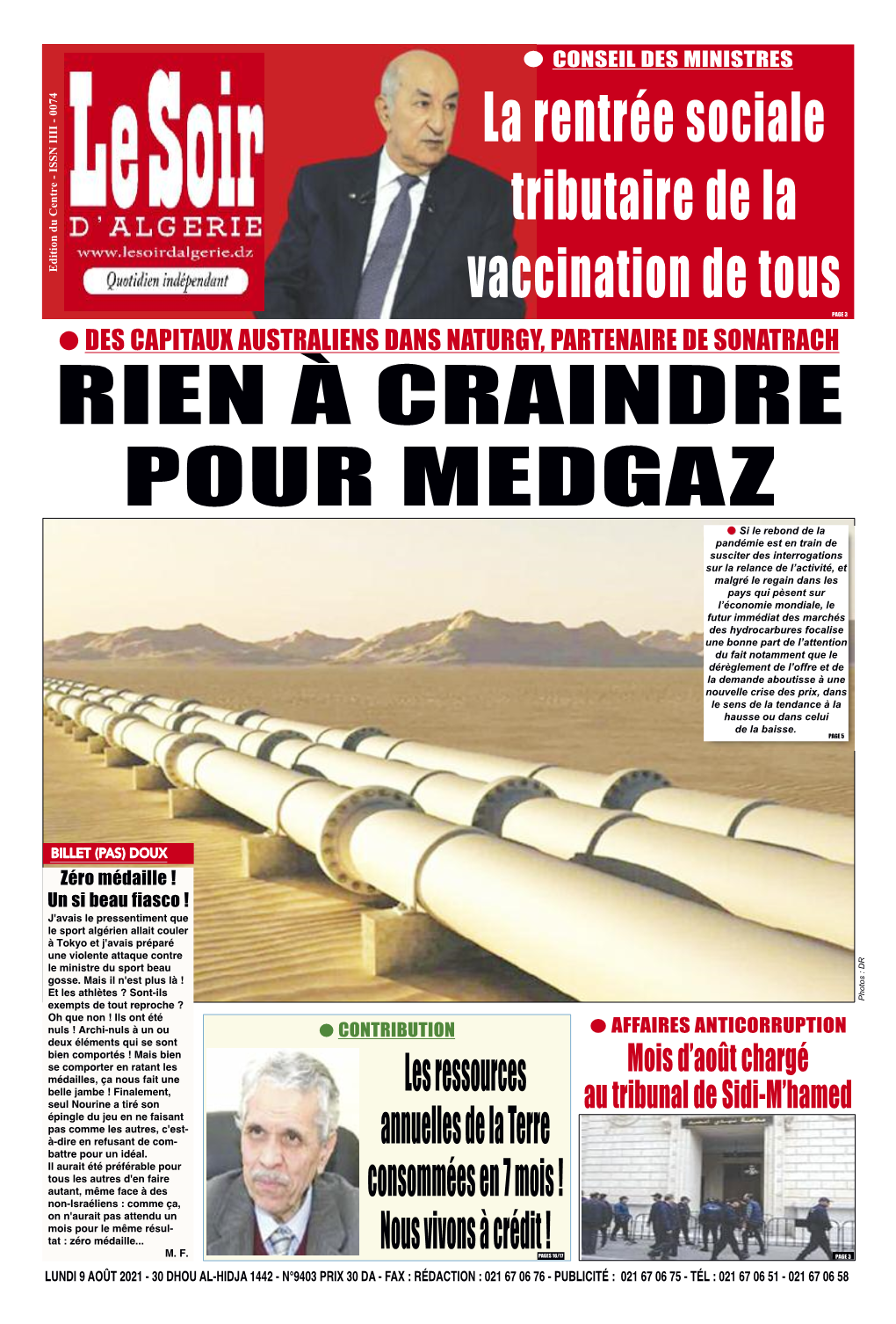 Rien À Craindre Pour Medgaz