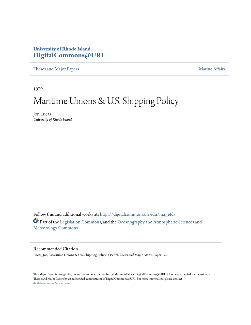 Maritime Unions & U.S. Shipping Policy