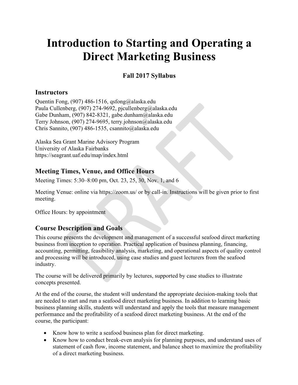 Introduction to Starting and Operating a Direct Marketing Business