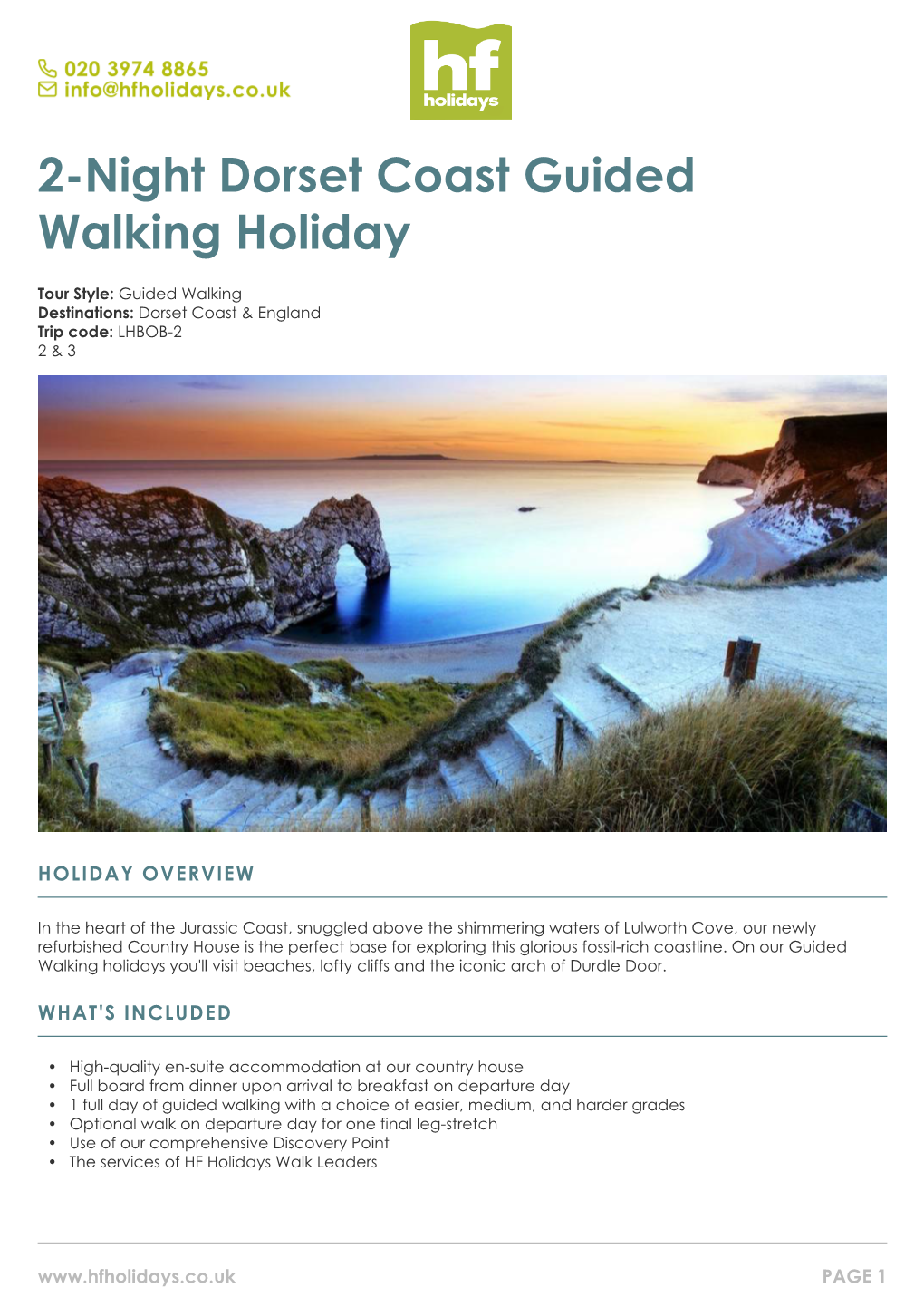 2-Night Dorset Coast Guided Walking Holiday