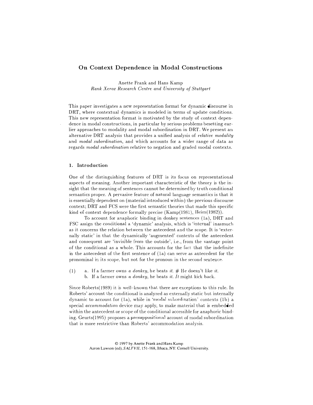 On Context Dependence III Modal Constructions