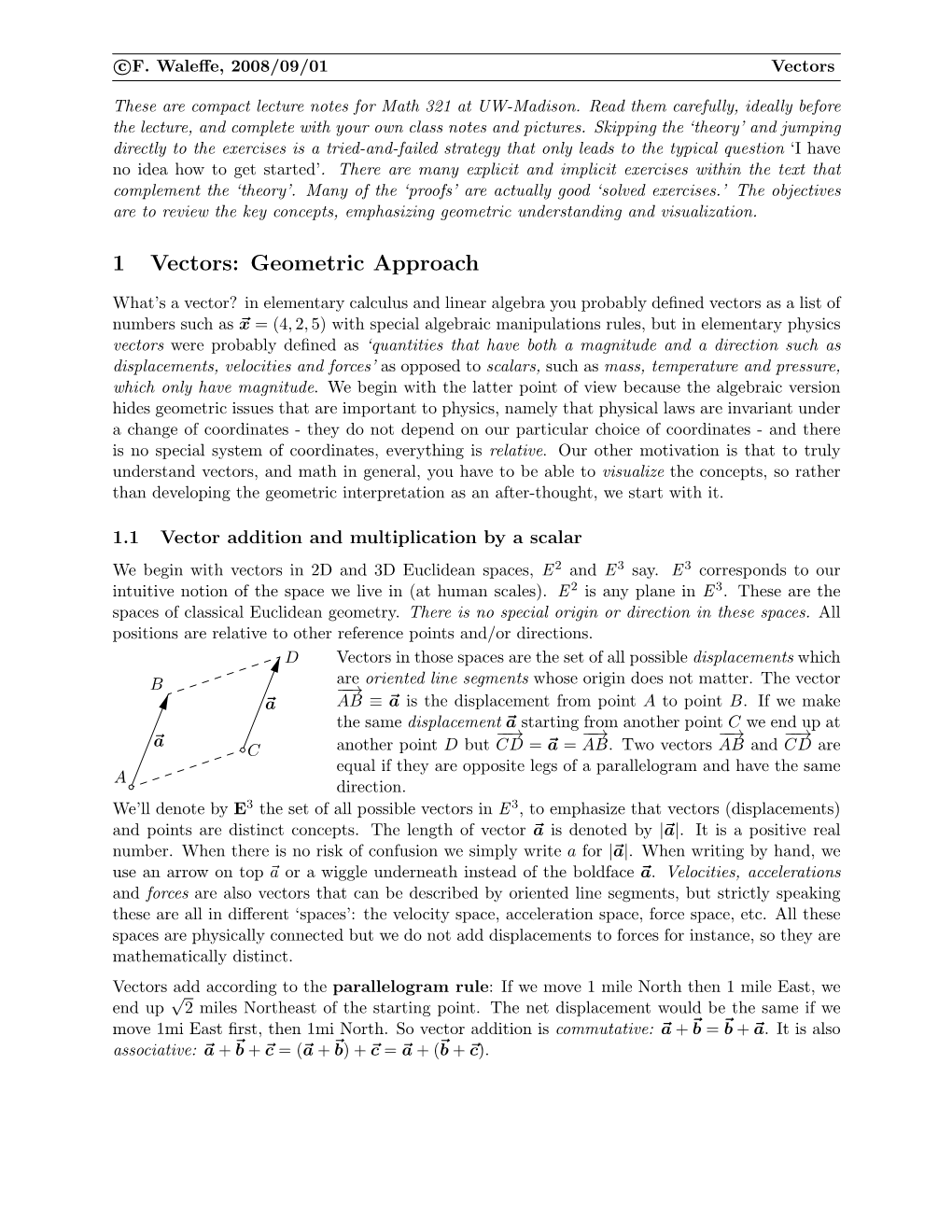 1 Vectors: Geometric Approach