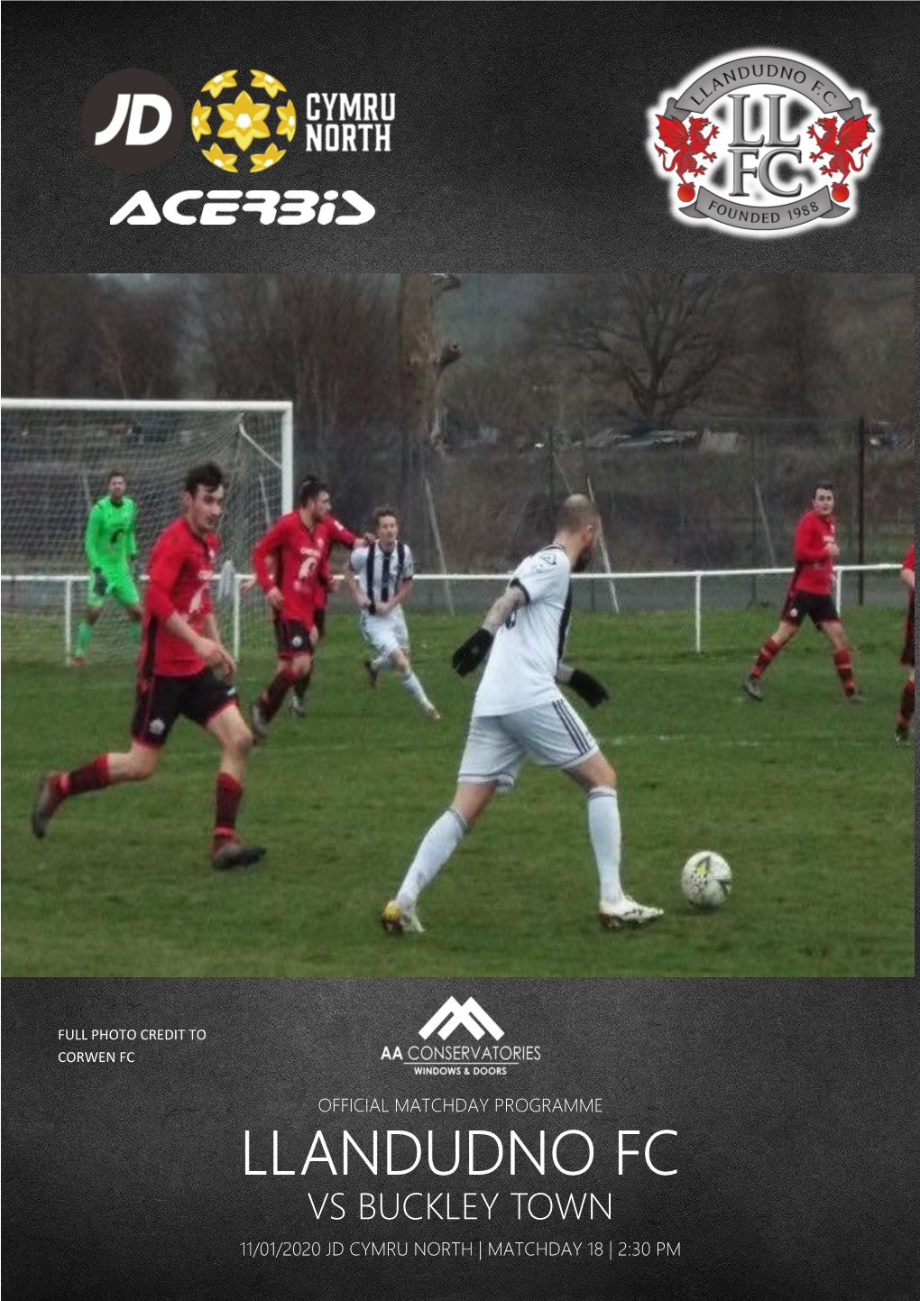 Llandudno Fc Vs Buckley Town 11/01/2020 Jd Cymru North | Matchday 18 | 2:30 Pm Llandudno Fc Roll of Honours Official Matchday Programme