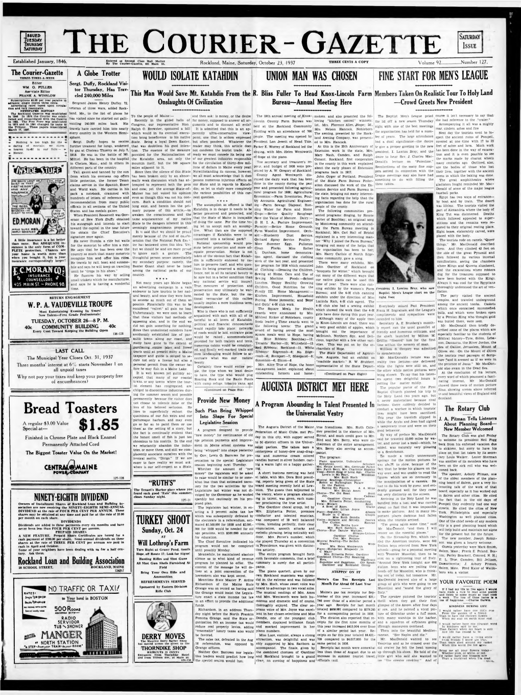 Courier Gazette : October 23, 1937