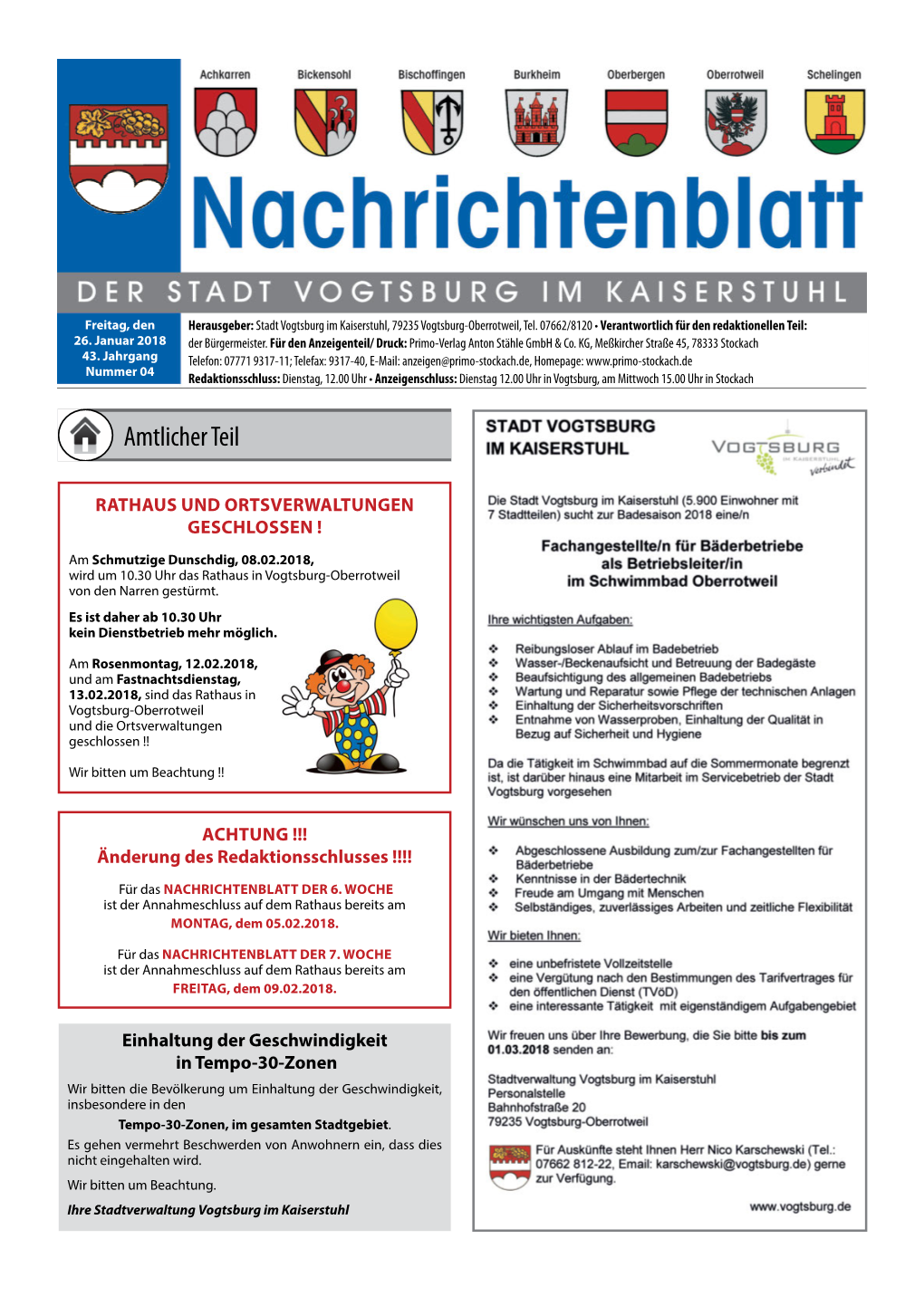 Nachrichtenblatt KW 04 Vom 26.01.2018