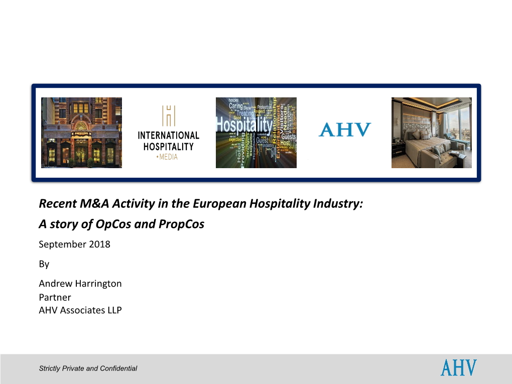 Recent M&A Activity in the European Hospitality Industry