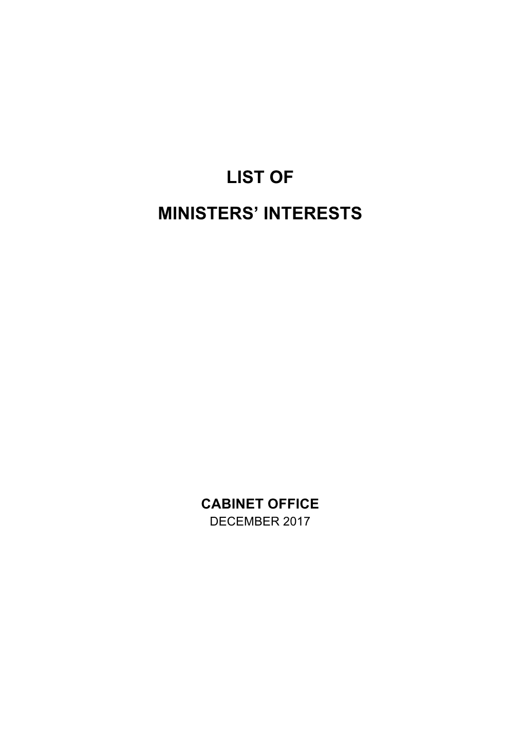 List of Ministers' Interests