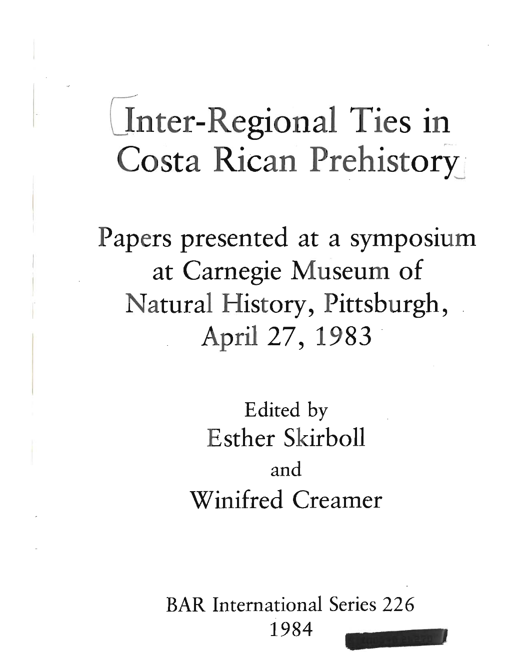 Unter-Regional Ties in Costa Rican Prehistoryj