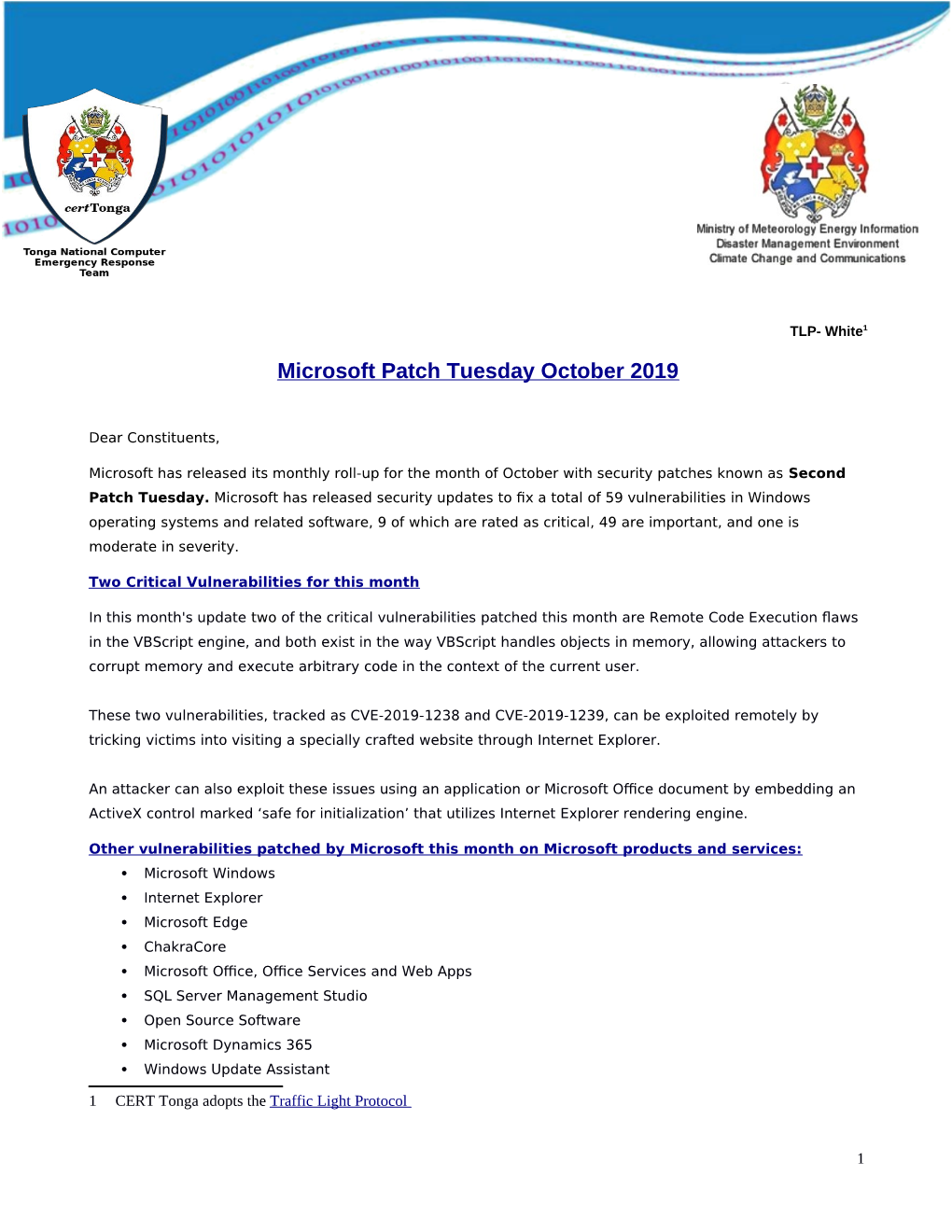 Microsoft Patch Tuesday October 2019