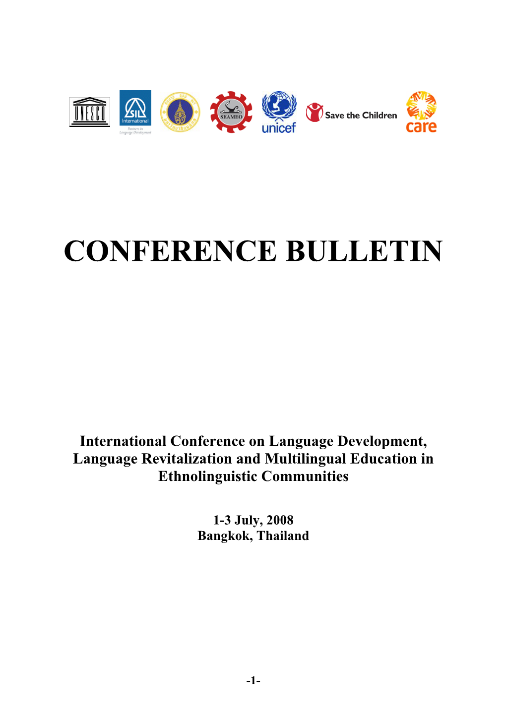 Conference Bulletin