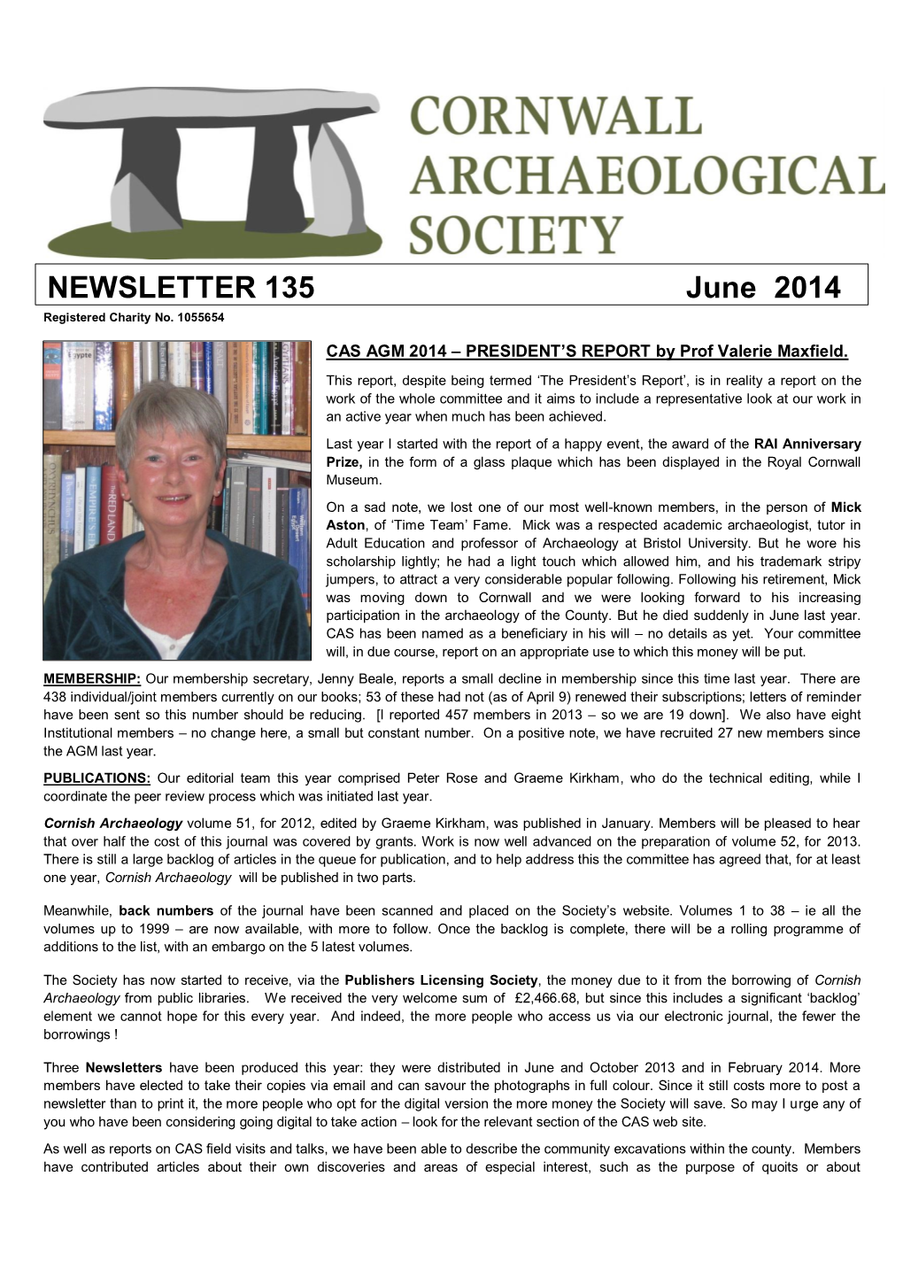 NEWSLETTER 135 June 2014 Registered Charity No