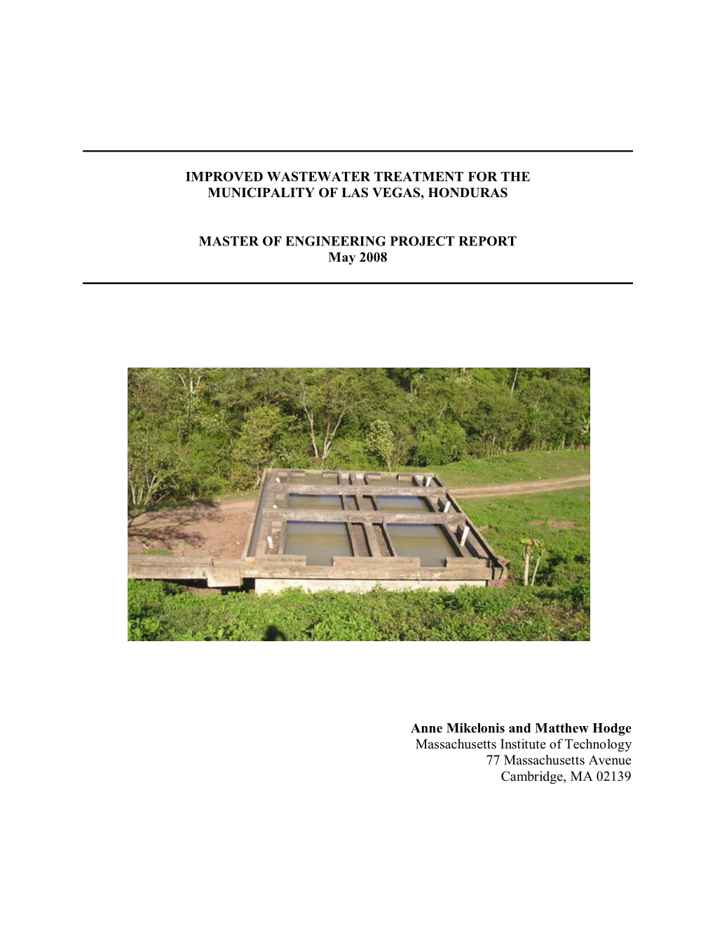 Improved Wastewater Treatment for the Municipality of Las Vegas, Honduras