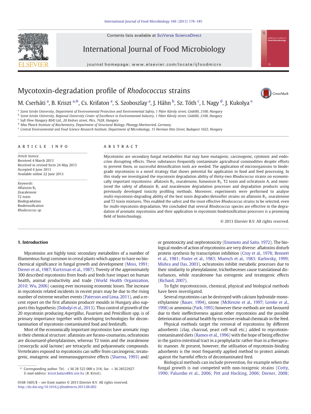 Mycotoxin-Degradation Profile of Rhodococcus Strains