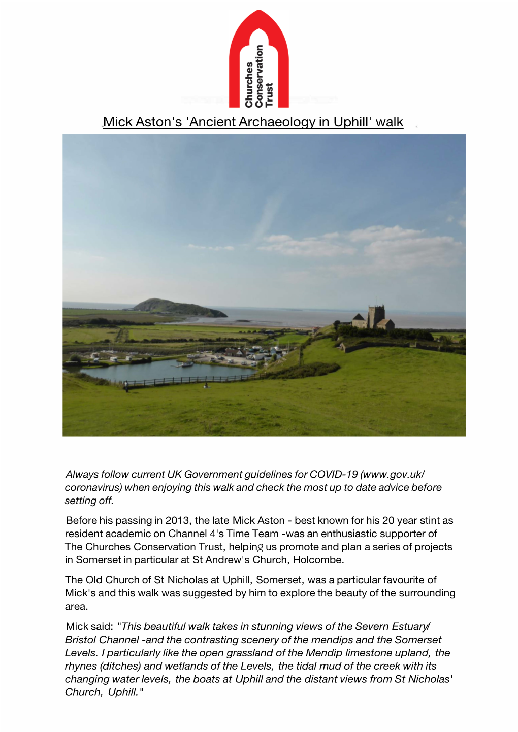 Mick Aston's 'Ancient Archaeology in Uphill' Walk