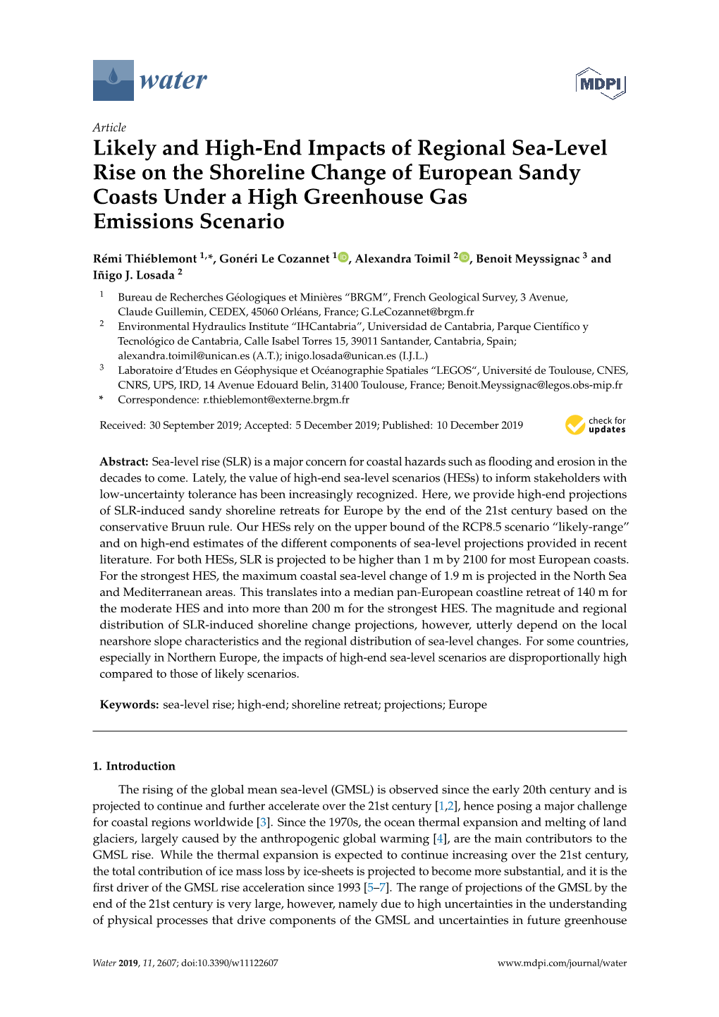 Likely and High-End Impacts of Regional Sea-Level Rise on the Shoreline Change of European Sandy Coasts Under a High Greenhouse Gas Emissions Scenario
