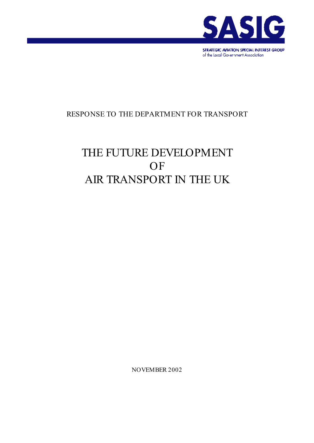 The Future Development of Air Transport in the Uk