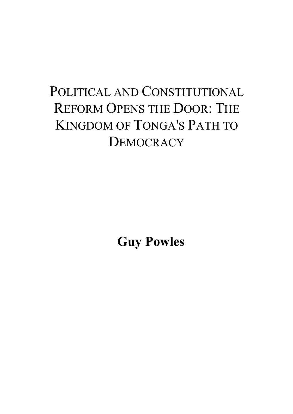 Political Reform Opens the Door