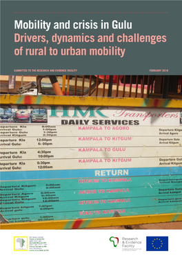 Mobility and Crisis in Gulu Drivers, Dynamics and Challenges of Rural to Urban Mobility