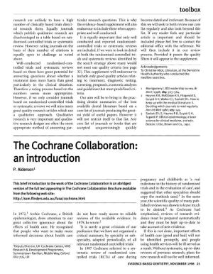 The Cochrane Collaboration: an Introduction P