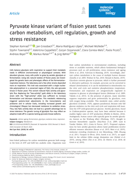 Pyruvate Kinase Variant of Fission Yeast Tunes Carbon Metabolism, Cell Regulation, Growth and Stress Resistance