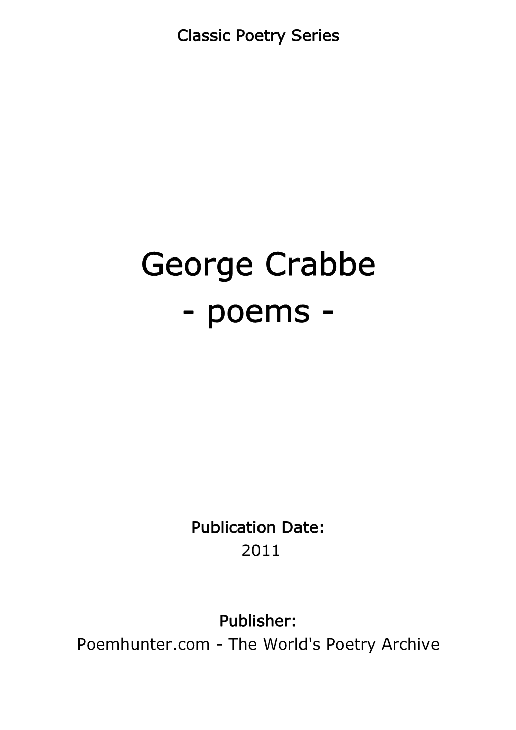 George Crabbe - Poems