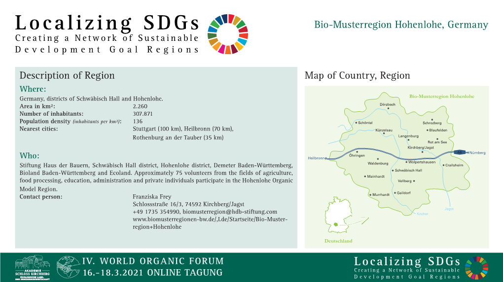 Localizing Sdgs Bio-Musterregion Hohenlohe, Germany Creating a Network of Sustainable Development Goal Regions