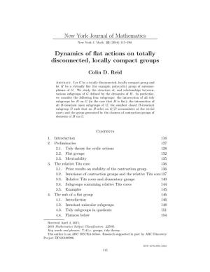 New York Journal of Mathematics Dynamics of Flat Actions on Totally Disconnected, Locally Compact Groups