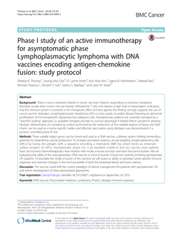 Phase I Study of an Active Immunotherapy for Asymptomatic